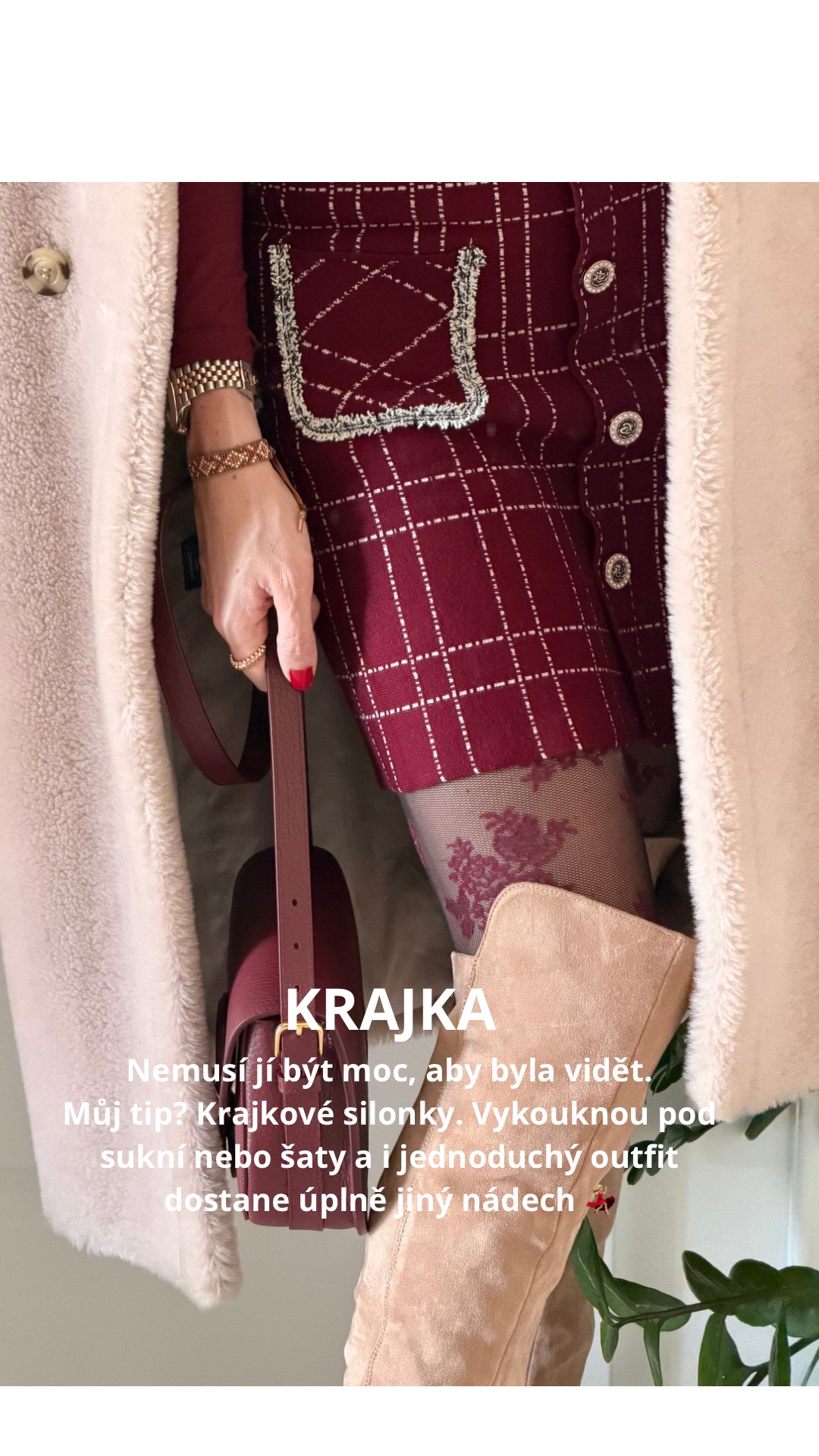 Podzimní styling s krajkovými punčochami