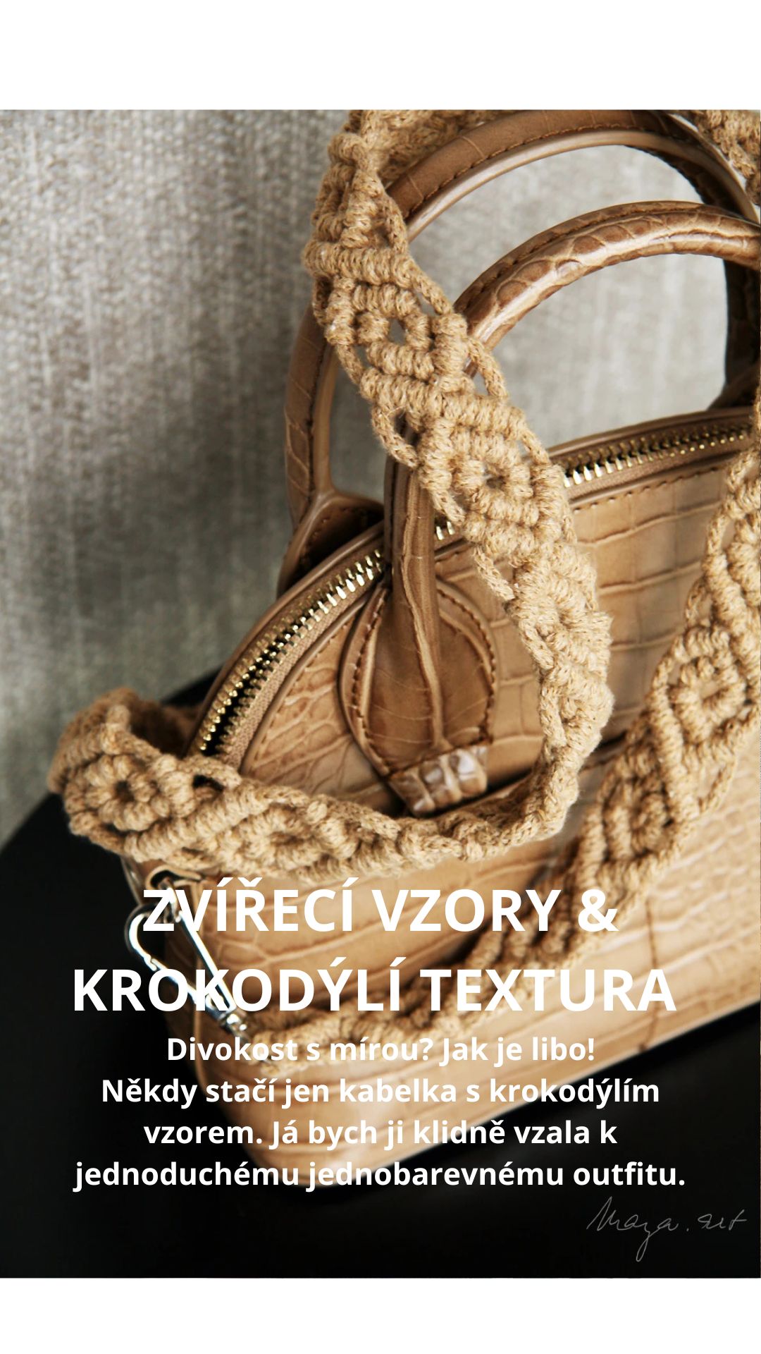 Kabelka s krokodýlím vzorem a drhaným popruhem